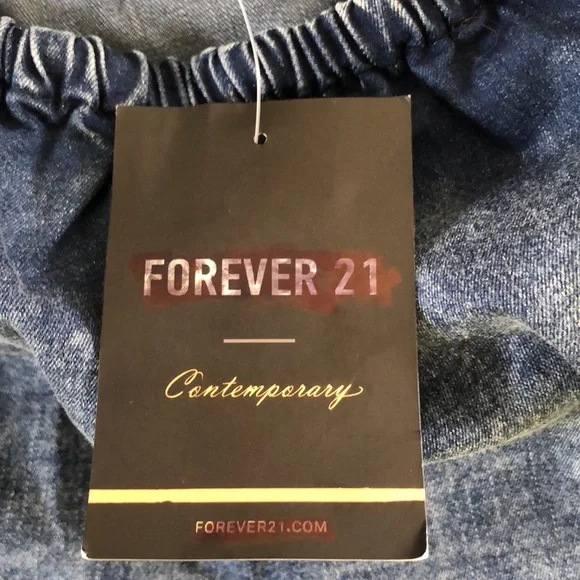 Forever 21 Denim Off the Shoulder Dress or Tunic Shirt Size Medium - Picture 5 of 9